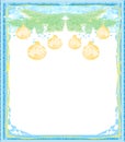 Christmas Framework style card, gold baubles and a blue frame