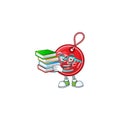 Christmas free tag isolated with mascot student bring book