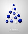 Christmas frosted blue and white balls. Vector Christmas background