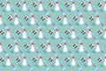 Christmas frosty pattern decoration with snowman and gift icons. Seamless pattern vector for Christmas on a light blue background Royalty Free Stock Photo