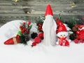 christmas decoration winter berries and snow on wooden background Royalty Free Stock Photo