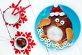 Christmas fun food idea for kids - penguin pancake