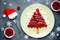 Christmas fun food idea for kids - raspberry Christmas tree Royalty Free Stock Photo