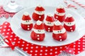 Christmas fun food idea - strawberry Santa Claus Royalty Free Stock Photo