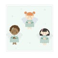 Christmas funny angels for christmas tree decor flat vector illustration for winter holiday Royalty Free Stock Photo