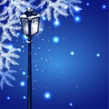 Christmas fur tree and vintage streetlamp Royalty Free Stock Photo