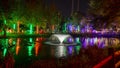 Christmas Garden Illuminated At Night