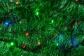 Christmas garland background with colored lights Royalty Free Stock Photo