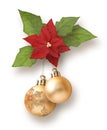 Christmas garland from balls with Poinsettia Royalty Free Stock Photo