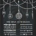 Christmas garland brushes,balls.Chalkboard