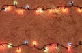 Christmas garland bulb lights frame decoration Royalty Free Stock Photo