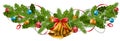 Christmas garland decoration banner with balls and bell