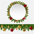 Christmas Garland With FirTree Isolated Transparent Background