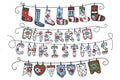 Christmas garland of knitted letters,flags,socks