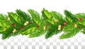 Christmas garland from a Christmas tree, golden bells and festive tinsel. Vector illustration .Eps10.