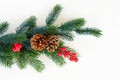 Christmas garland on white Royalty Free Stock Photo