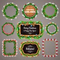 Christmas Garlands Frames and Blackboard with a Royalty Free Stock Photo