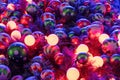 Christmas garlands glowing in the dark.