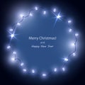 Christmas garlands. Round frame with glowing lights. vector glow