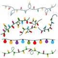 Christmas garlands vector icon set. New year light strand illustration sign collection. Christmas lights symbol.