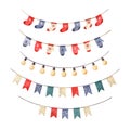 Christmas garlands watercolor set. Royalty Free Stock Photo