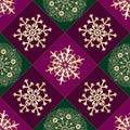 Christmas geometric seamless purple and green pattern