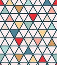 Christmas geometric triangle grid seamless pattern. Hand drawn mid century vector background. Festive xmas scrapbooking paper,