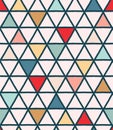 Christmas geometric triangle grid seamless pattern. Hand drawn mid century vector background. Festive xmas scrapbooking