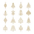 Christmas geometry abstract outline pine tree set