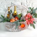 Christmas gift basket Royalty Free Stock Photo