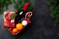 Christmas gift basket Royalty Free Stock Photo