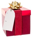 Christmas Gift with blank tag Royalty Free Stock Photo