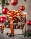 Christmas Gift Box of Assorted Chocolates Royalty Free Stock Photo