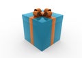Christmas gift box blue orange isolated