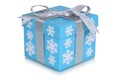 Christmas gift box bow snow flakes gifts winter isolated on whit