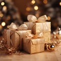 Christmas gift box, candle with christmas balls Royalty Free Stock Photo