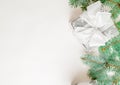 Christmas gift box with festive decoration on white background Royalty Free Stock Photo