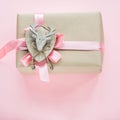 Christmas gift box for girl or girlie with pink ribbon and reindeer on pink.