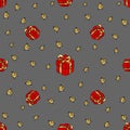 Christmas gift box red, wrapping paper seamless pattern Royalty Free Stock Photo