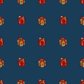 Christmas gift box red, wrapping paper seamless pattern Royalty Free Stock Photo