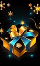 Christmas Gift - gift box with ribbon bow - AI generative art