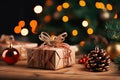 Christmas Gift Box Under the Tree - A Festive Scene of Gift Giving and Holiday Joy.. created with Generative AI Royalty Free Stock Photo