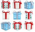 Christmas gift boxes collection set of gifts isolated Royalty Free Stock Photo