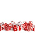 Christmas gift boxes isolated on white background Royalty Free Stock Photo