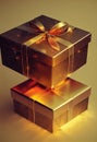 christmas gift boxes in magic light Royalty Free Stock Photo