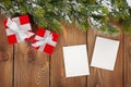 Christmas gift boxes and photo frames Royalty Free Stock Photo