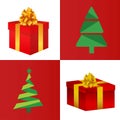 Christmas gift boxes and tree sets Royalty Free Stock Photo