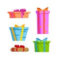 Christmas gift boxes. Vector cartoon illustration Royalty Free Stock Photo