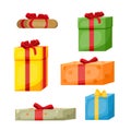 Christmas gift boxes. Vector cartoon illustration Royalty Free Stock Photo