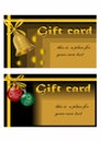 Christmas gift card with bell and ball